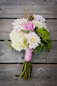 Summer wedding bouquet pink green white