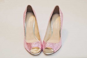 Pink Sequinned Wedding Shoes