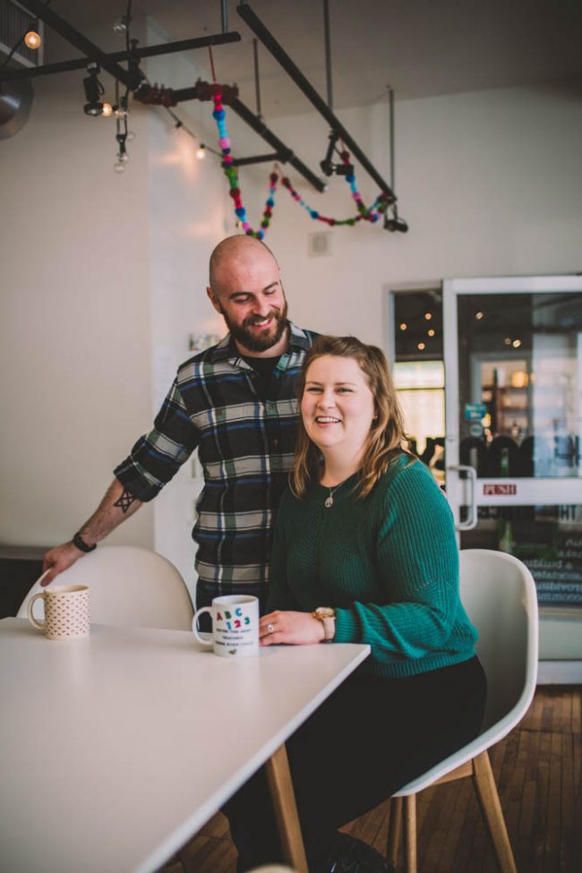 Candid Coffee Shop Engagement Photography