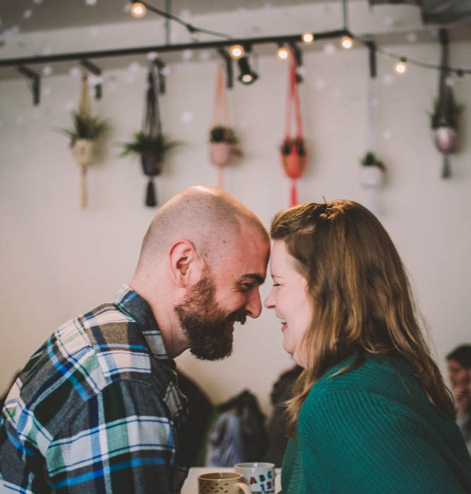 Candid Coffee Shop Engagement Photography