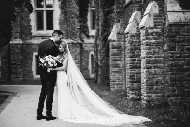 Stone building wedding photography