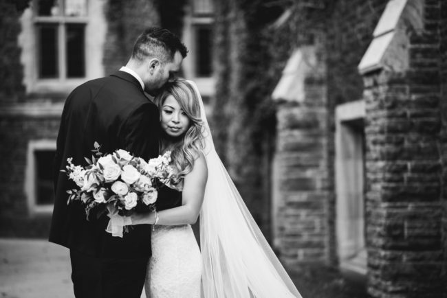 Stone building wedding photography