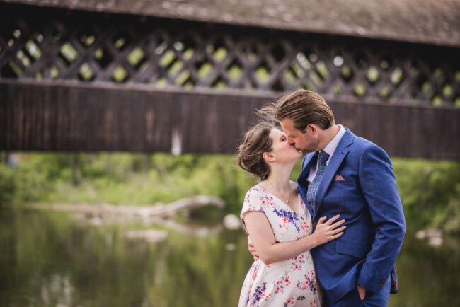 Covered bridge downtown guelph wedding photos