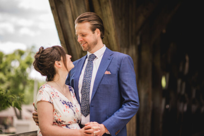 Covered bridge downtown guelph wedding photos