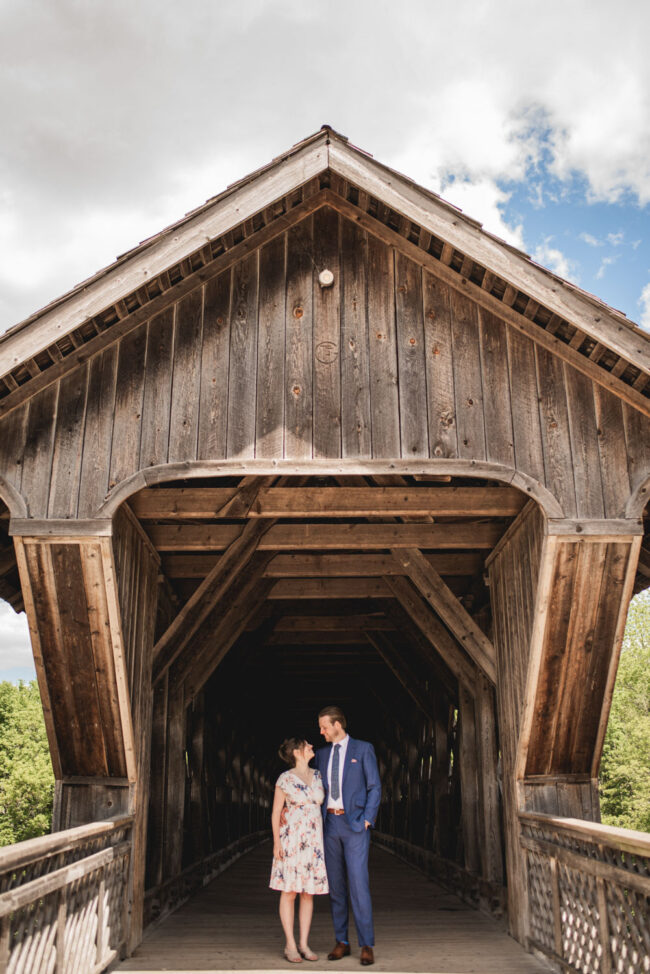 Covered bridge downtown guelph wedding photos