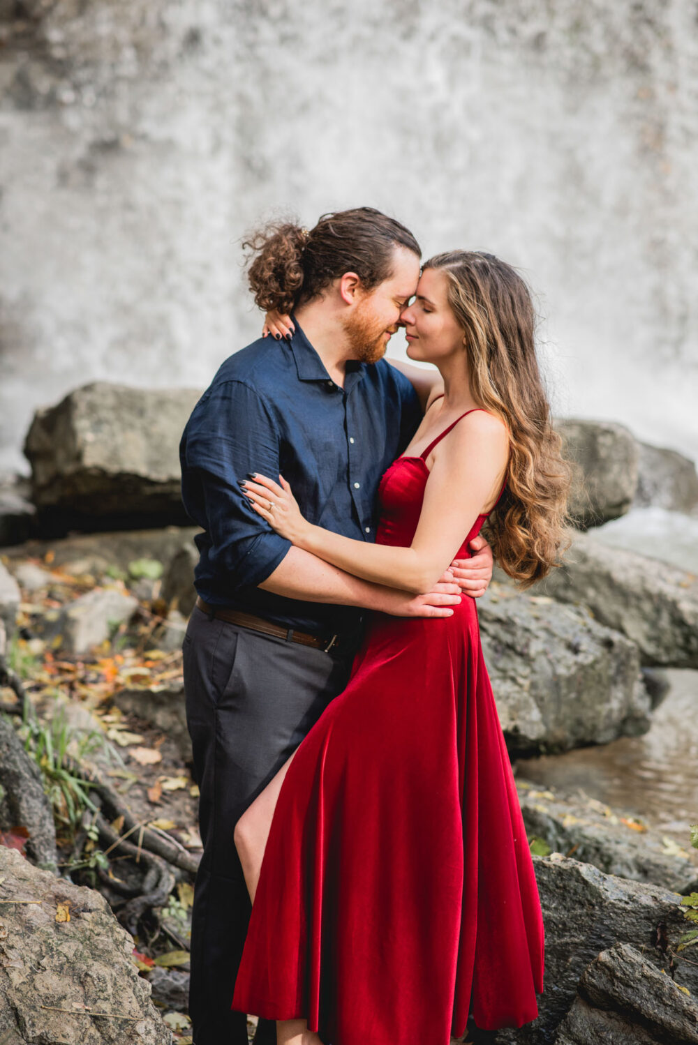 Romantic Waterfall Engagement Photography