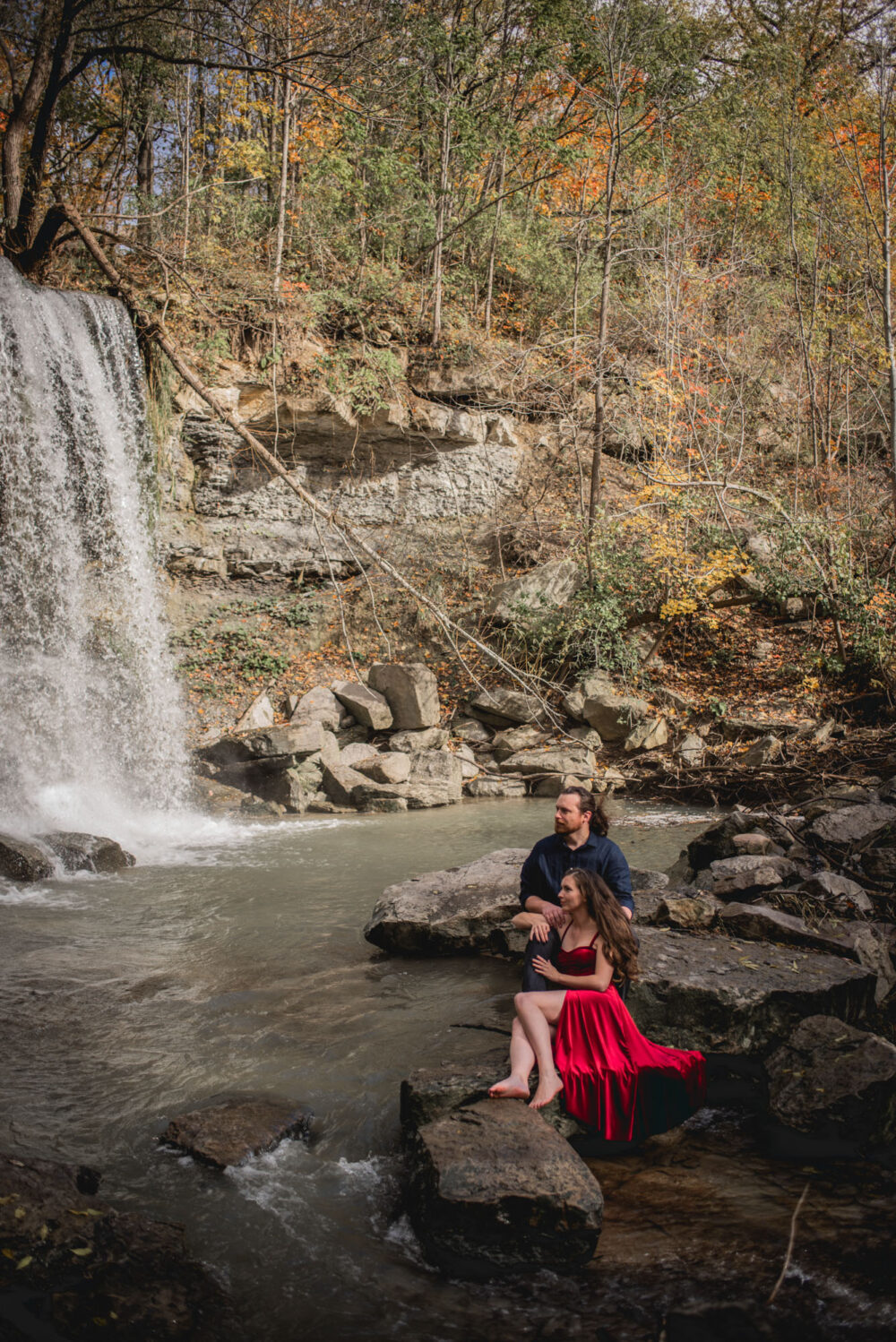 Romantic Waterfall Engagement Photography