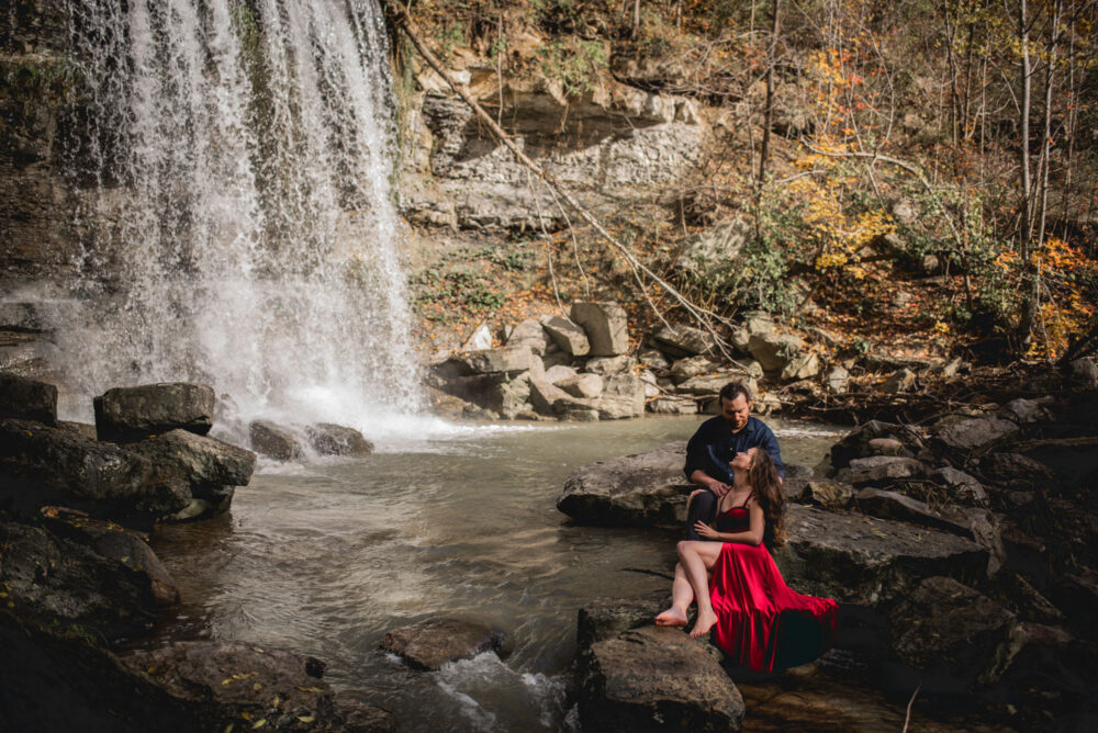 Romantic Waterfall Engagement Photography
