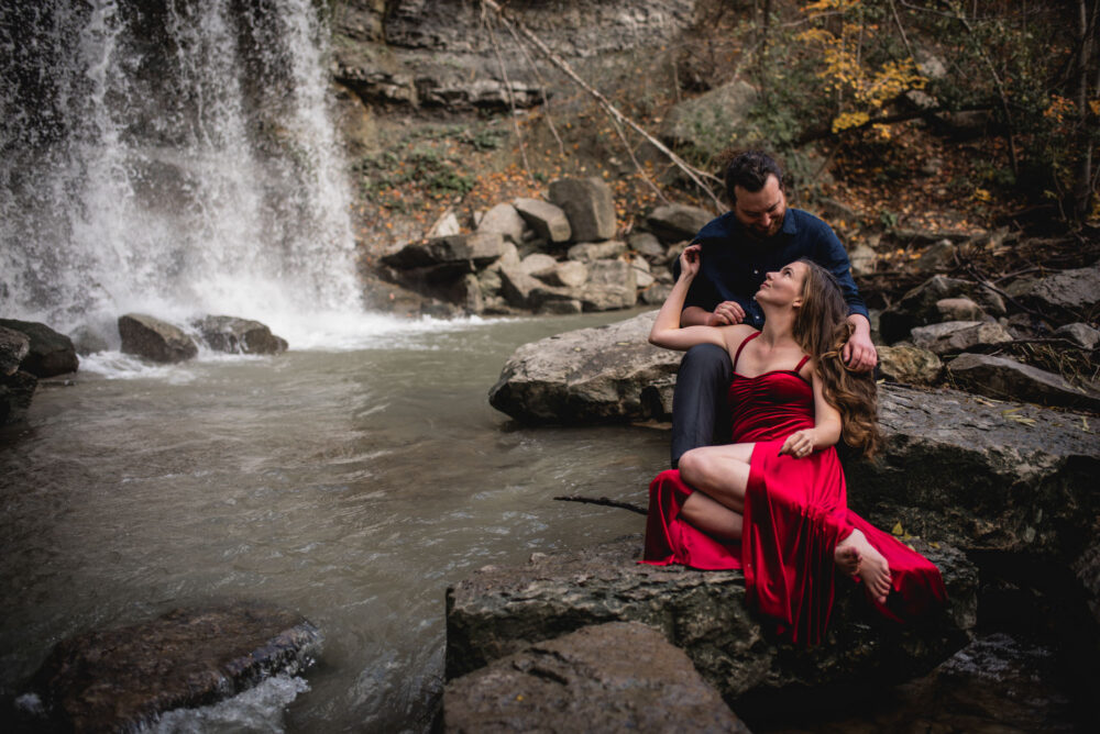 Romantic Waterfall Engagement Photography