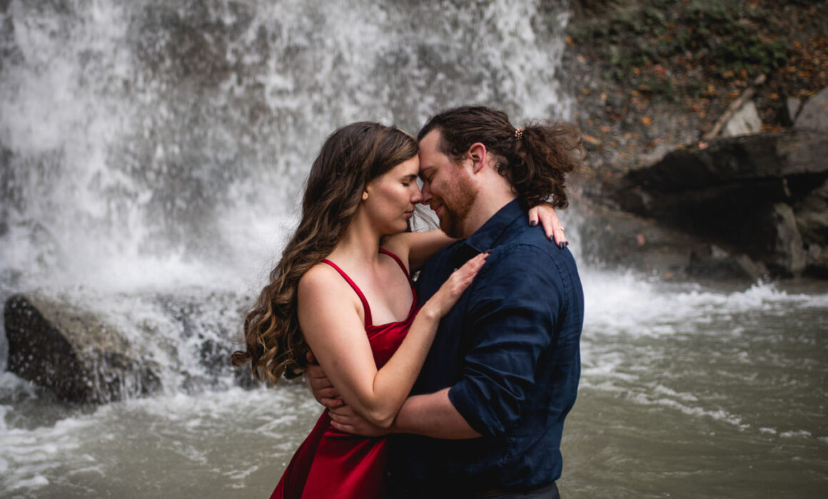 Romantic Waterfall Engagement Photography