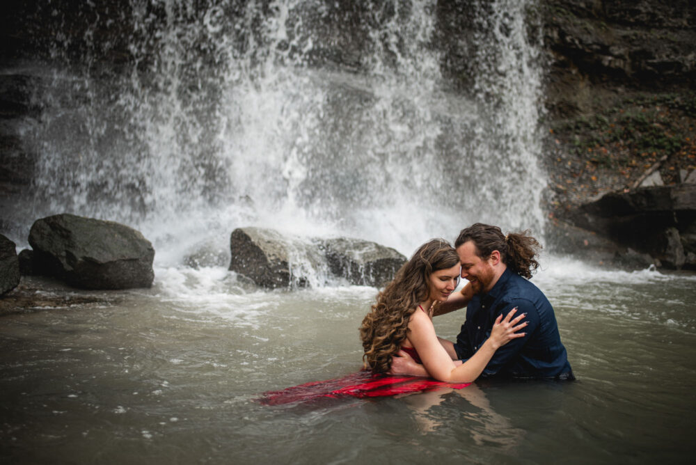 Romantic Waterfall Engagement Photography