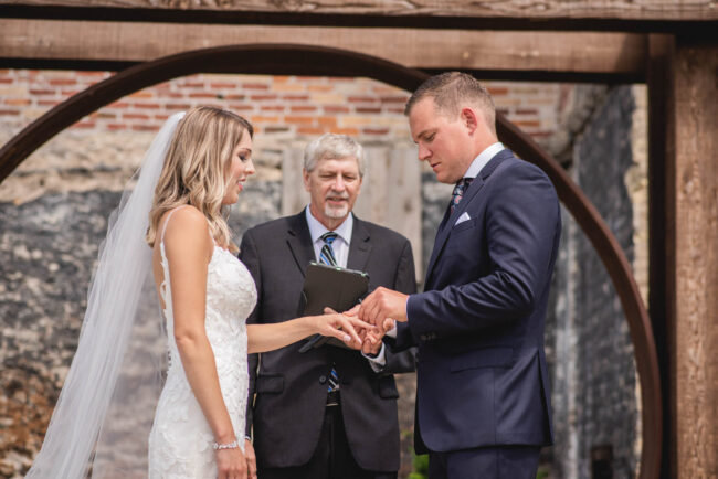 Elora mill outdoor chapel summer wedding