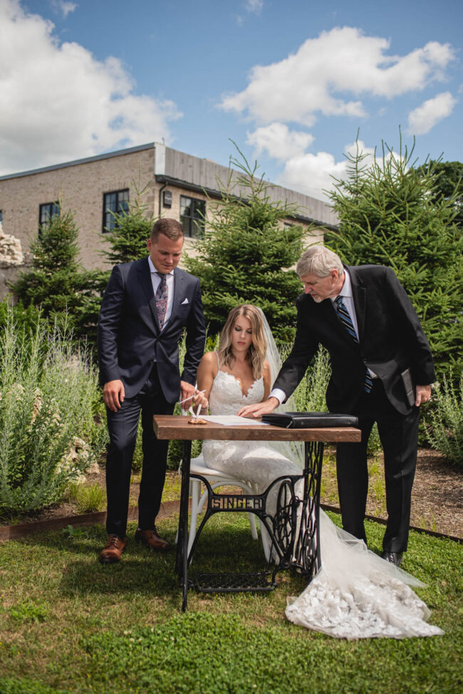 Elora mill outdoor chapel summer wedding