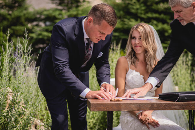 Elora mill outdoor chapel summer wedding