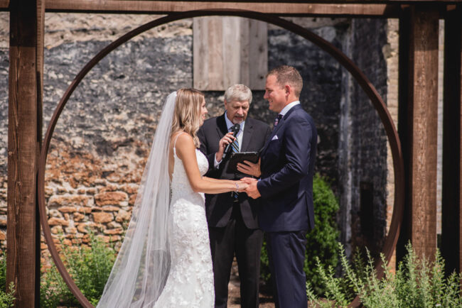 Elora mill outdoor chapel summer wedding