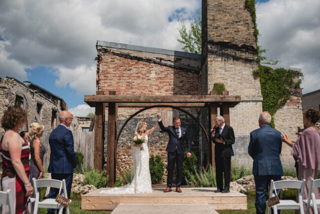 elora mill foundry building bridal party