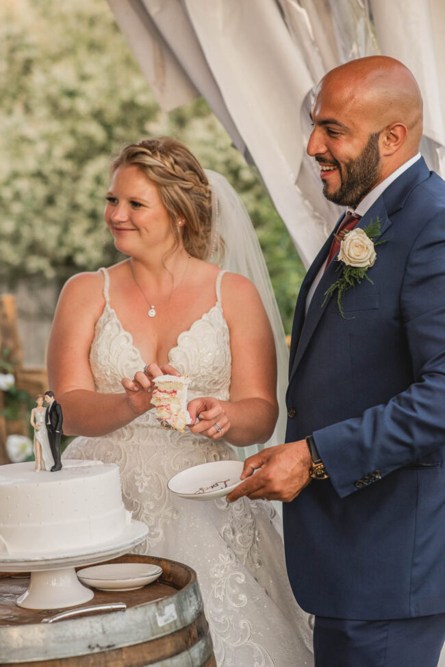 Cake Cutting Backyard wedding