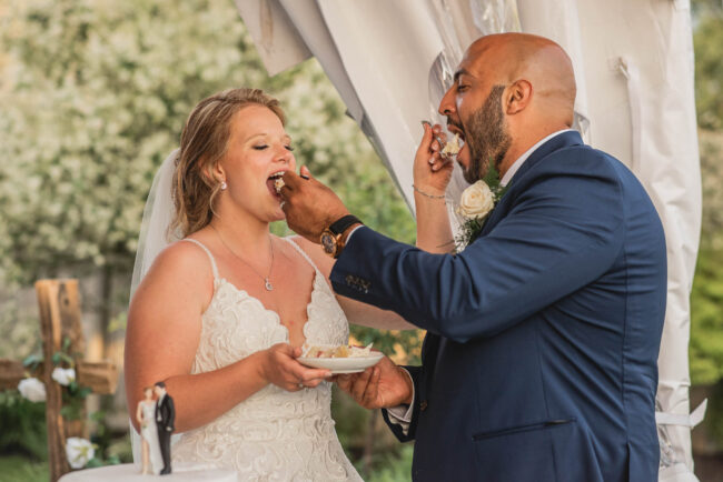 Cake Cutting Backyard wedding