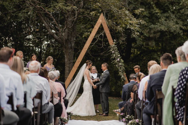 bride and groom at wedding ceremony