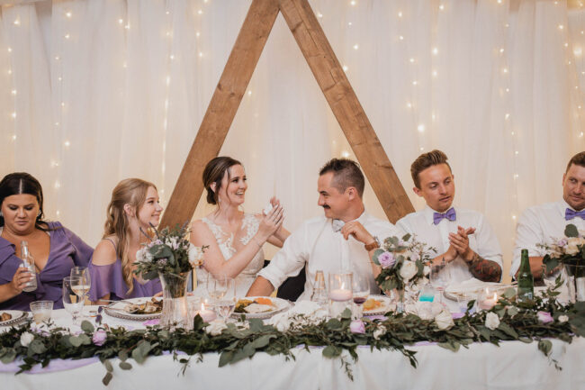 head table at wedding recpetion