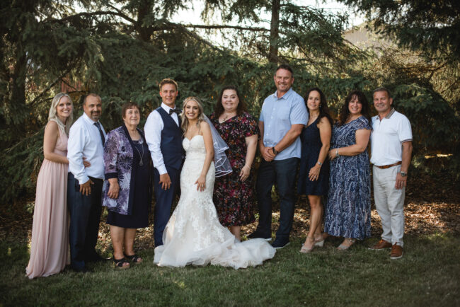 family photos on wedding day
