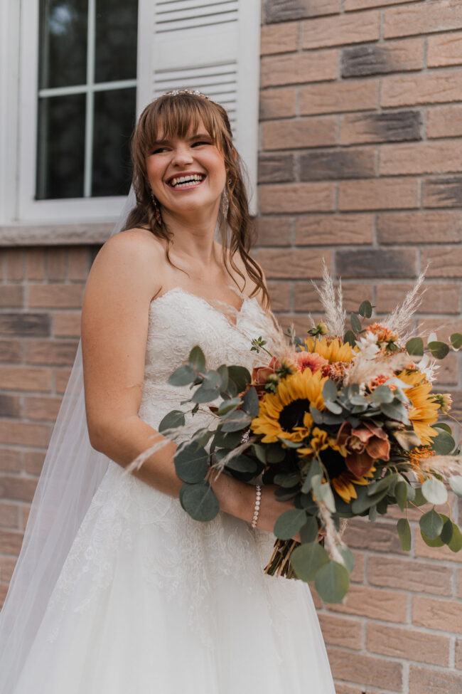 bride and bridesmaids first look
