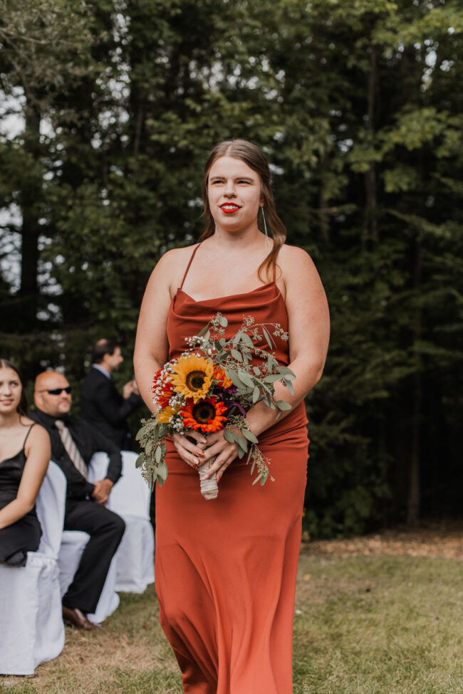 bridesmaids walking down aisle