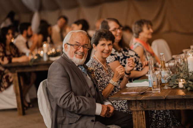 grandparents at a wedding reception