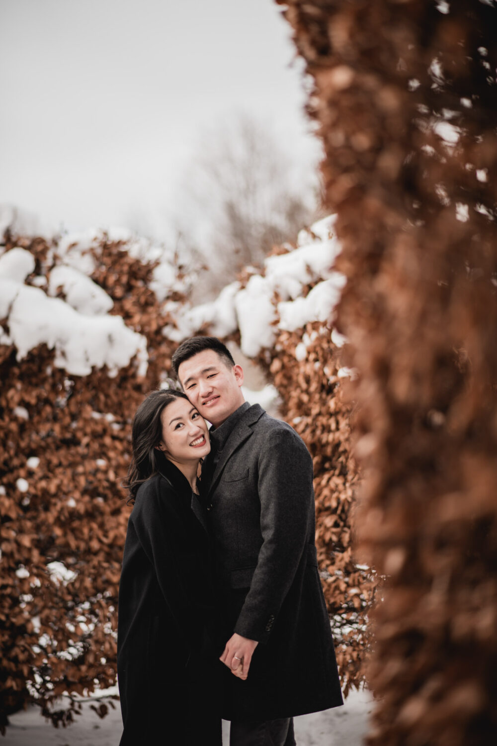 Snowy Winter engagement photography