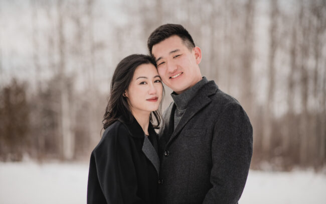 snowy winter engagement photography guelph