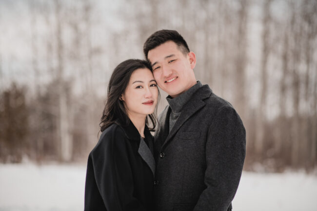 snowy winter engagement photography guelph