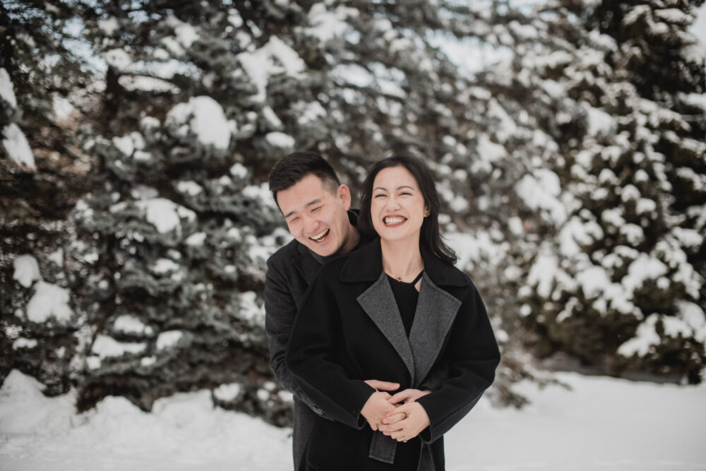 Snowy Winter engagement photography