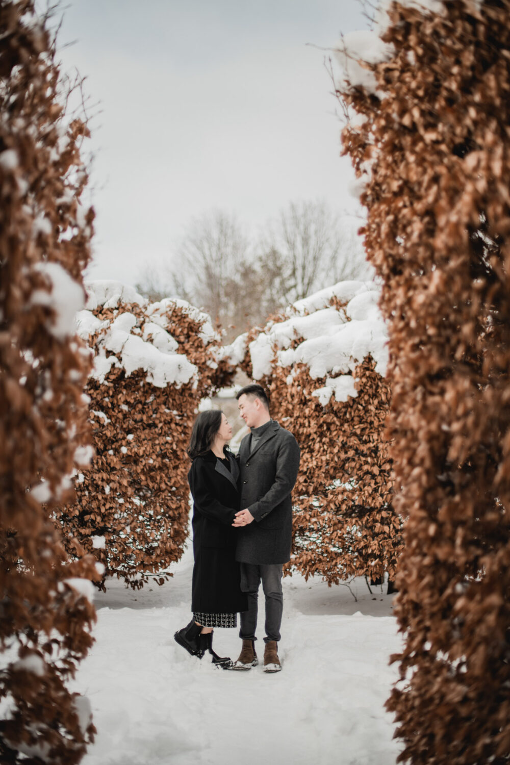 Snowy Winter engagement photography