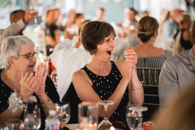 Wedding guests at reception
