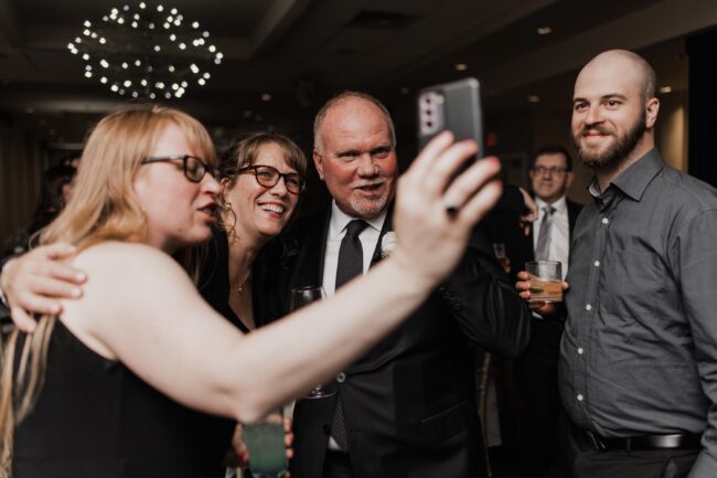 wedding guests video call family