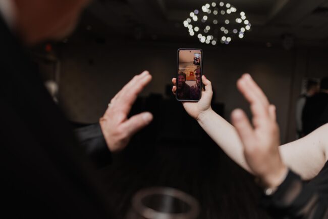 wedding guests video call family