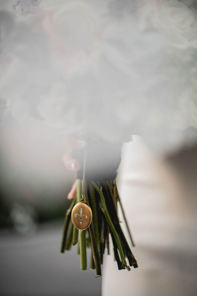bridal bouquet with locket