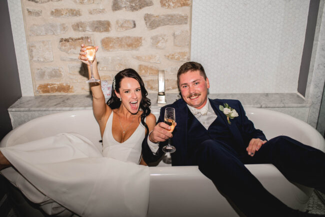 bride and groom celebrating elora