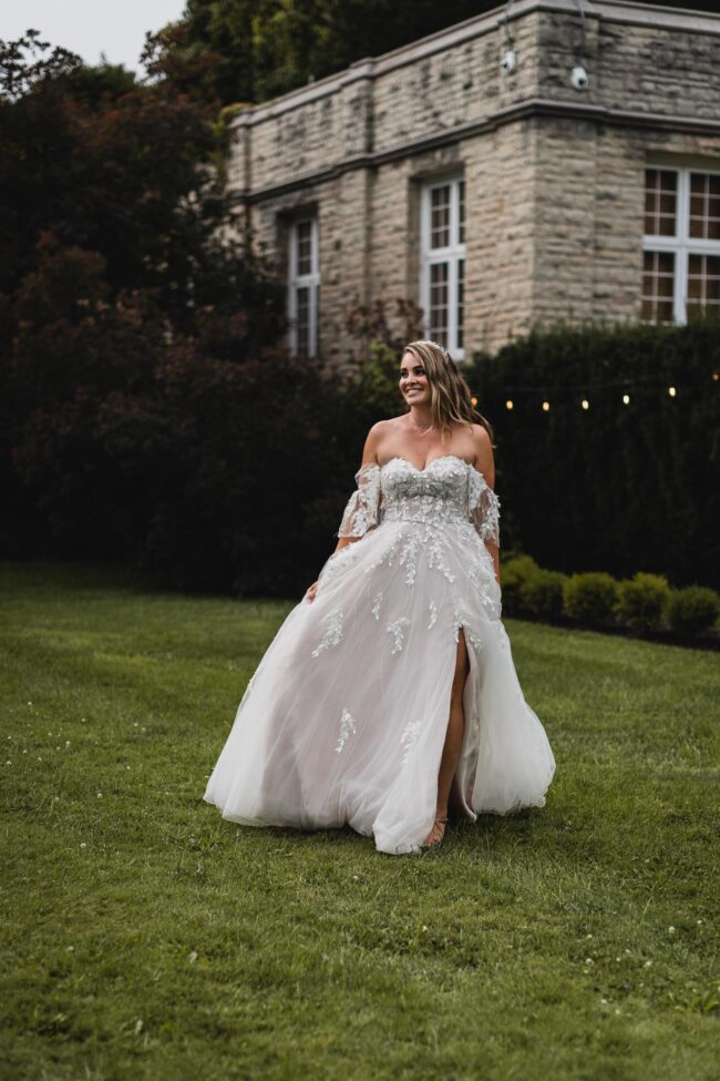 bride running with beautiful dress toronto wedding photography