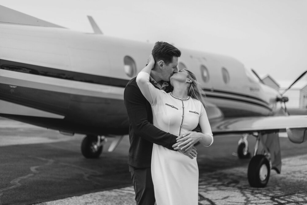 Romantic pilot engagement photos