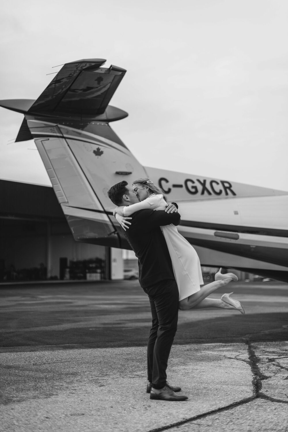 Romantic pilot engagement photos