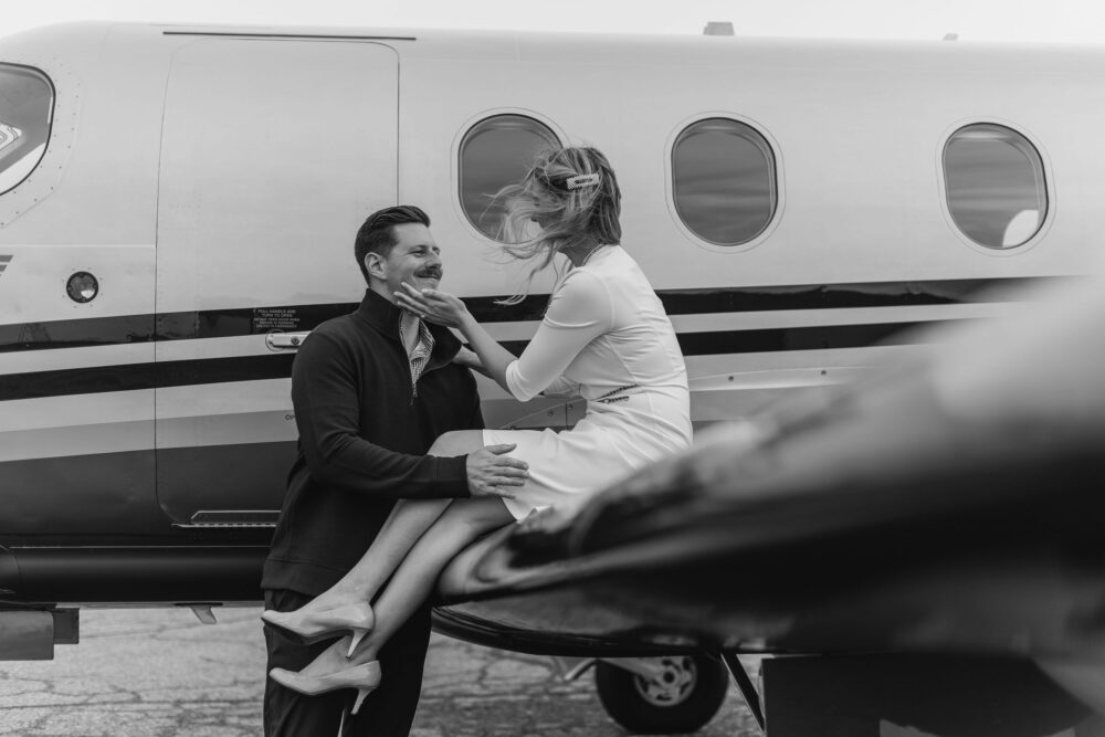 Romantic pilot engagement photos