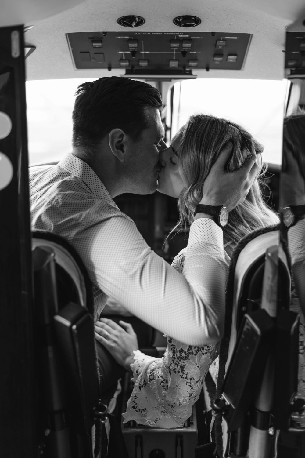 Romantic pilot engagement photos