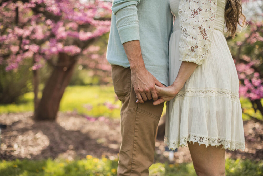 spring flowers engagement guelph arboretum