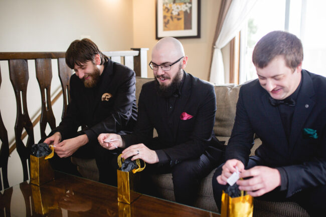 groom and groomsmen getting ready