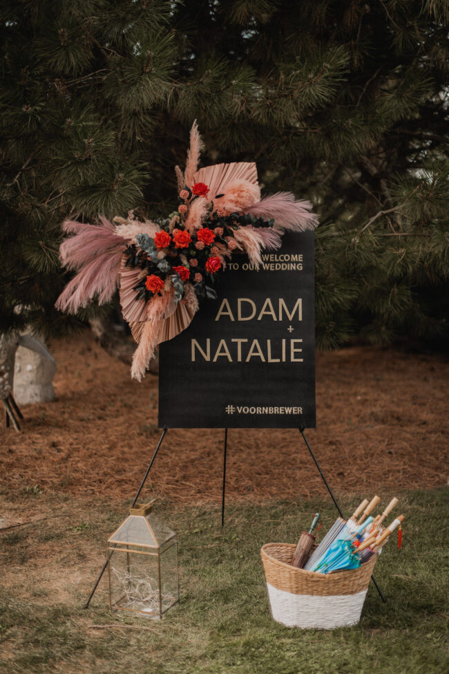 modern wedding day signage