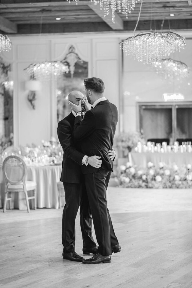 groom and groom emotional first dance elora mill
