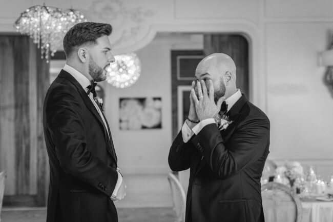 groom and groom emotional first dance elora mill