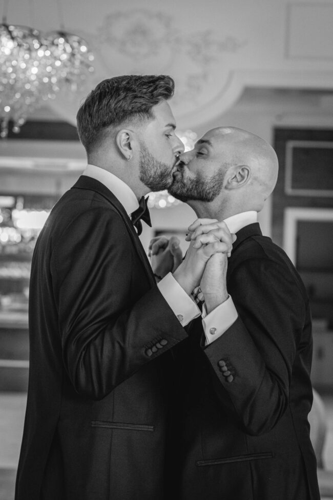 groom and groom emotional first dance elora mill