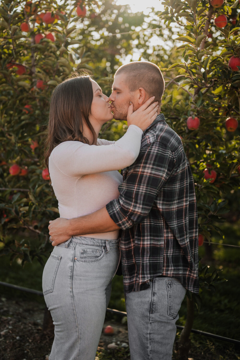 apple orchard engagement photoshoot